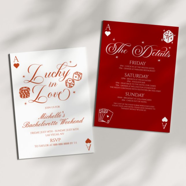 Invitación Lucky In Love Casino Bachelorette Weekend Party (Subido por el creador)
