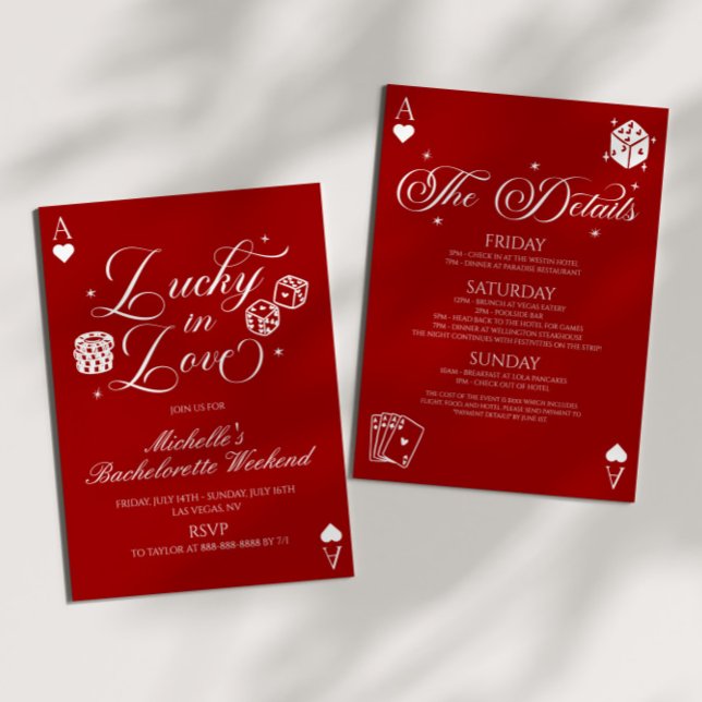 Invitación Lucky In Love Casino Bachelorette Weekend Party (Subido por el creador)