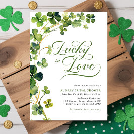 Invitación Lucky in Love Green Shamrock Bridal Shower