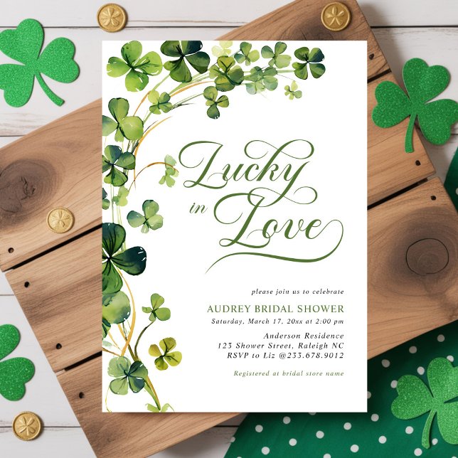 Invitación Lucky in Love Green Shamrock Bridal Shower (Subido por el creador)