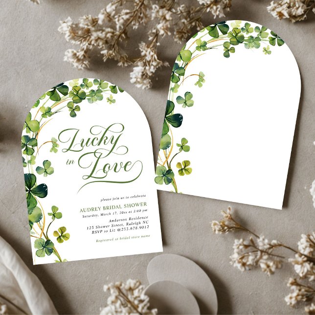 Invitación Lucky in Love Green Shamrock Bridal Shower (Subido por el creador)