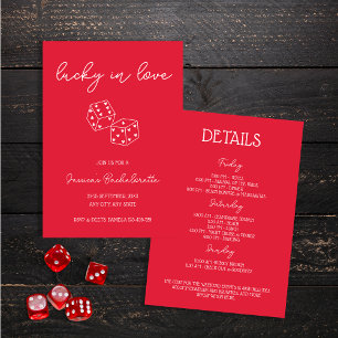 Invitación Lucky In Love Hand Drake Red Bachelorette Weekend