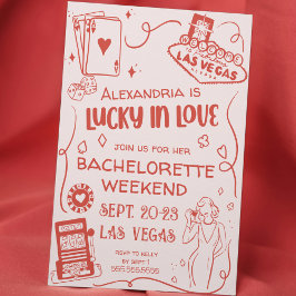 Invitación Lucky in Love Hand Drawn Casino Vegas Bachelorette