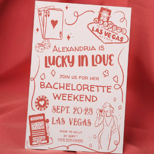 Invitación Lucky in Love Hand Drawn Casino Vegas Bachelorette