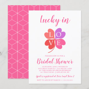 Invitación Lucky In Love Heart Shamrock Bridal Shower