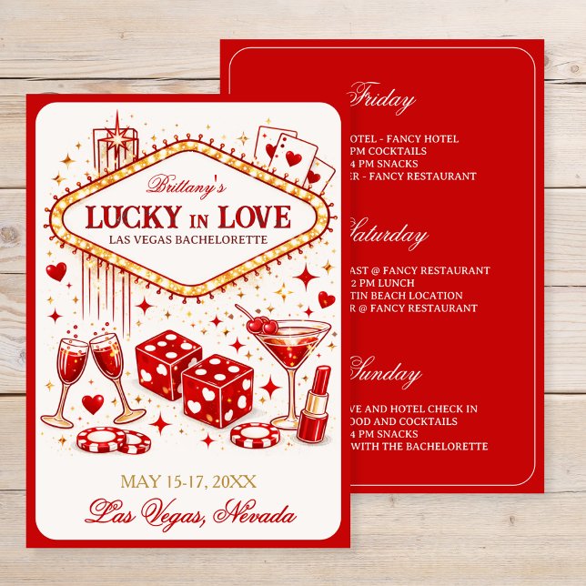 Invitación Lucky in Love Las Vegas Bachelorette Casino Party (Subido por el creador)