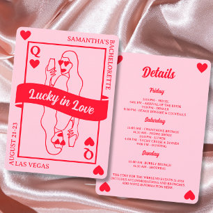 Invitación Lucky In Love Moda Pink & Red Bachelorette Weekend