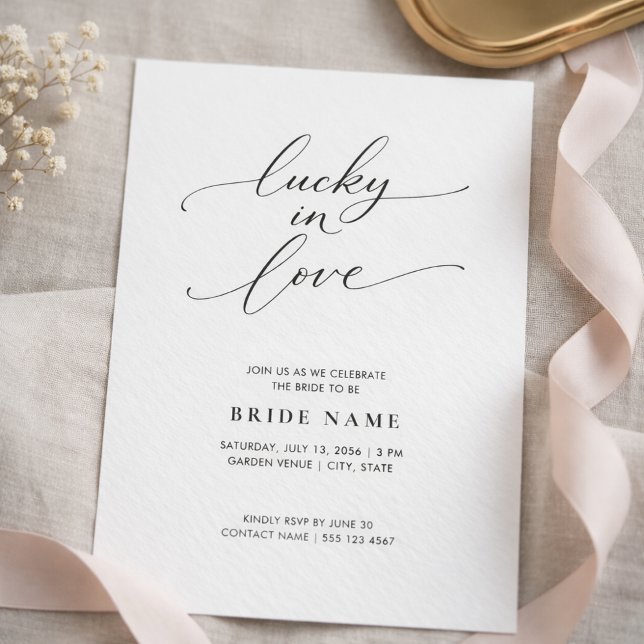 Invitación Lucky in Love | Modern Minimalist Bridal Shower (Subido por el creador)