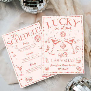 Invitación Lucky In Love Peach Bachelorette Weekend