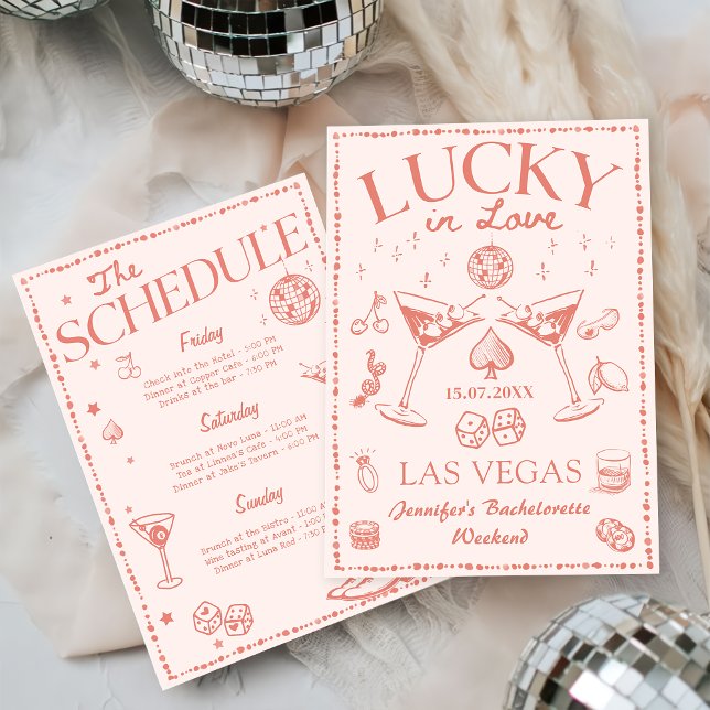 Invitación Lucky In Love Peach Bachelorette Weekend (Subido por el creador)