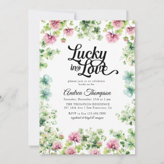 Invitación Lucky in Love | Pink Green Bridal Shower