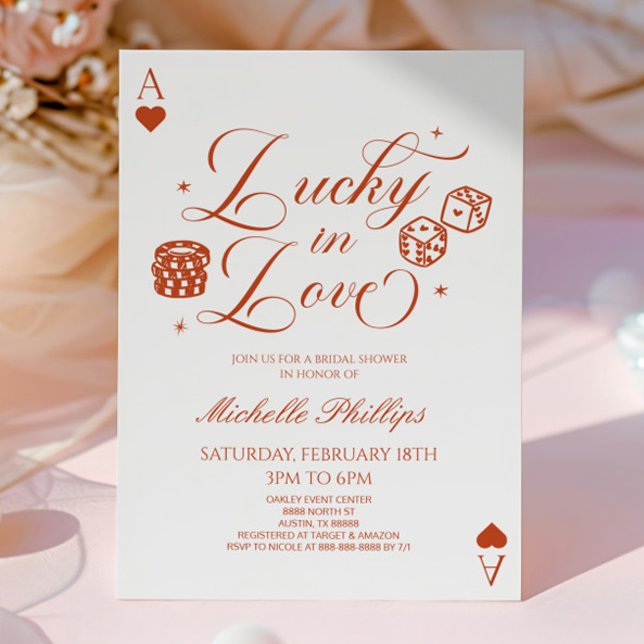 Invitación Lucky In Love Playing Card Casino Bridal Shower (Subido por el creador)