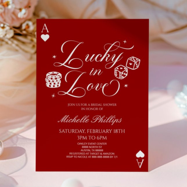 Invitación Lucky In Love Playing Card Casino Bridal Shower (Subido por el creador)