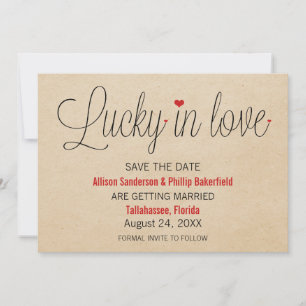 Invitación Lucky in Love Save the Date, Rojo