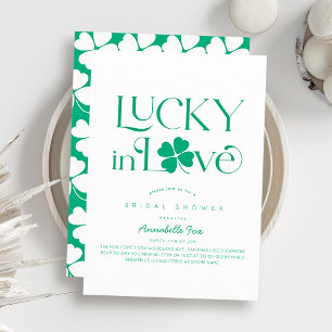 Invitación Lucky in Love Shamrock Blanco x Verde Despedida de