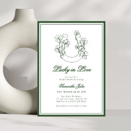 Invitación Lucky in Love Shamrock Horseshoe Bridal Shower