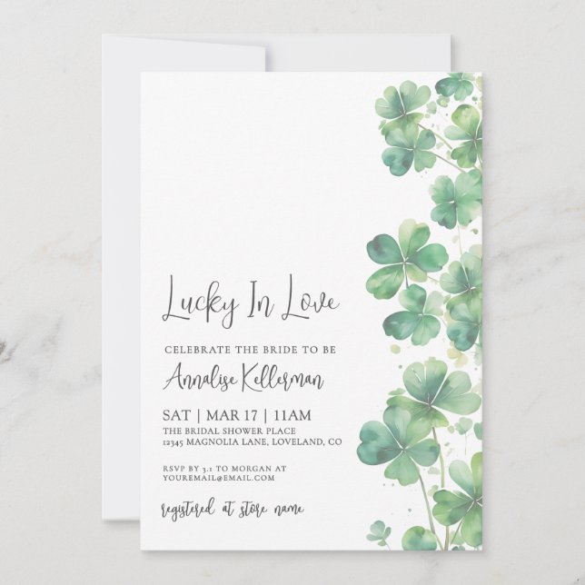 Invitación Lucky In Love St. Patrick's Day Bridal Shower (Anverso)