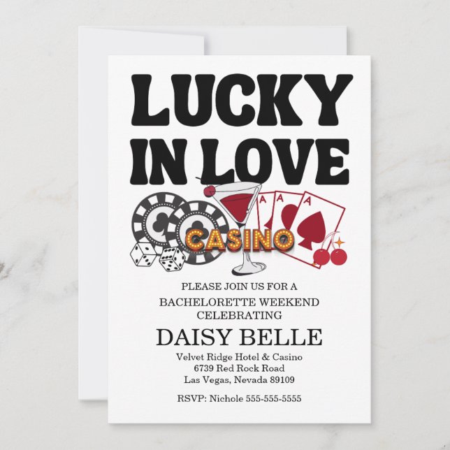 Invitación Lucky In Love Vegas Bachelorette (Anverso)