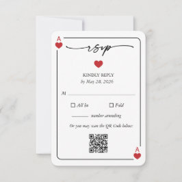 Invitación Lucky in Love Wedding RSVP Card with QR Option