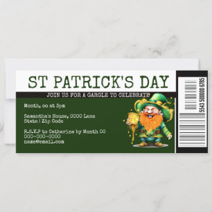 Invitación Lucky Irish board pass ticket para el Día de San P