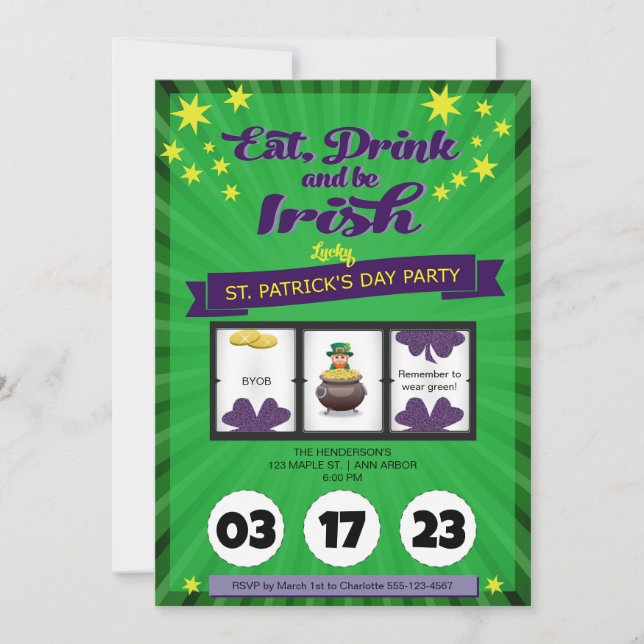 Invitación Lucky Irish St. Patrick's Day Fiesta (Anverso)