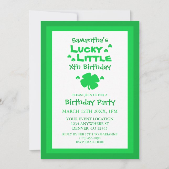 Invitación Lucky Little Birday (Anverso)