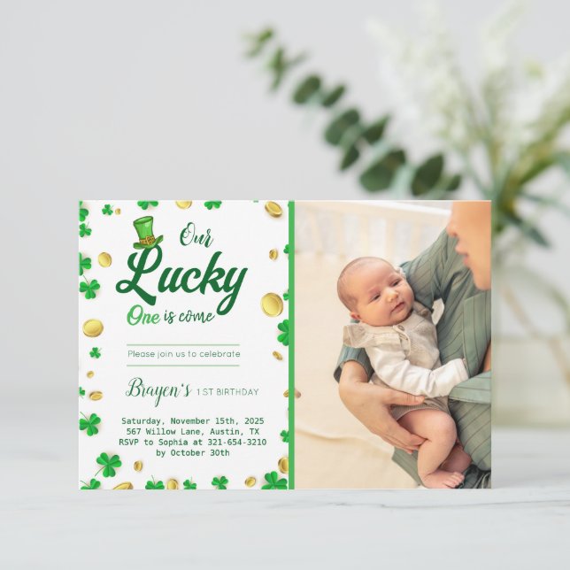 Invitación Lucky Little One - Baby Shower del Día de San Patr (Anverso de pie)