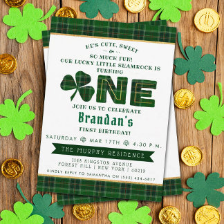 Invitación Lucky Little Shamrock 1er cumpleaños
