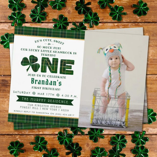 Invitación Lucky Little Shamrock 1er cumpleaños foto (Subido por el creador)