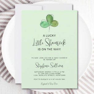 Invitación Lucky Little Shamrock Green Baby Shower