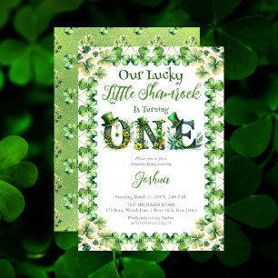 Invitación Lucky Little Shamrock primer Fiesta de cumpleaños