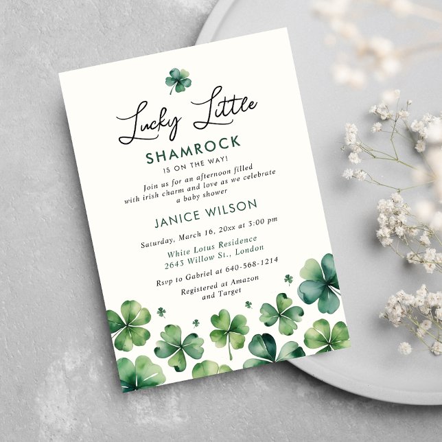 Invitación Lucky Little Shamrock St. Patrick's Baby Shower (Subido por el creador)