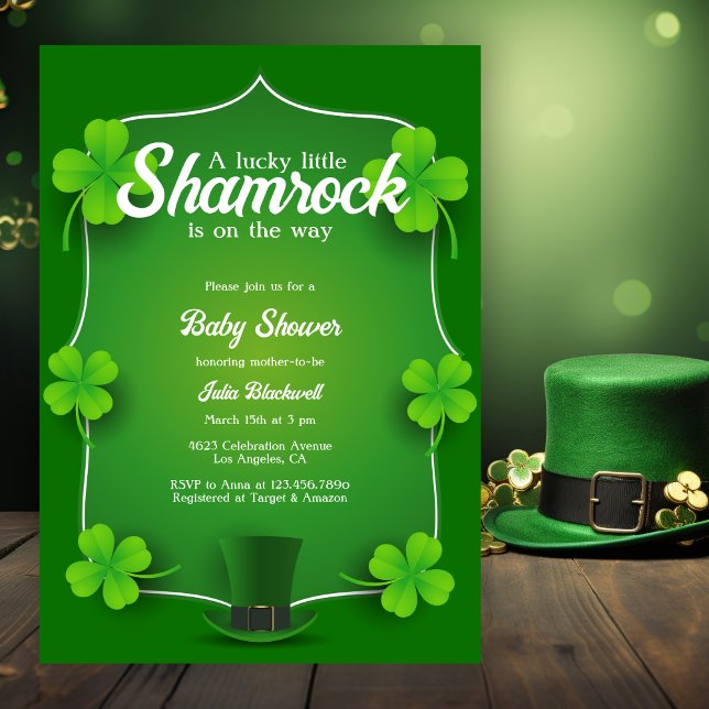 Invitación Lucky Little Shamrock St Patricks Day Baby Shower (Subido por el creador)