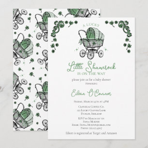Invitación Lucky Little Shamrock St Patrics Baby Shower