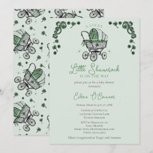 Invitación Lucky Little Shamrock St Patrics Baby Shower