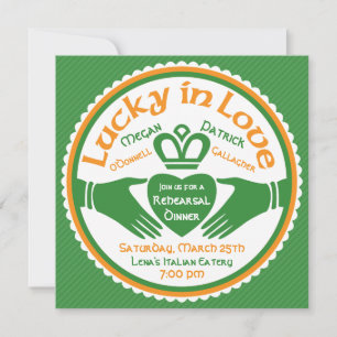 Invitación Lucky Love Irish Claddagh Boda ensayo Cena