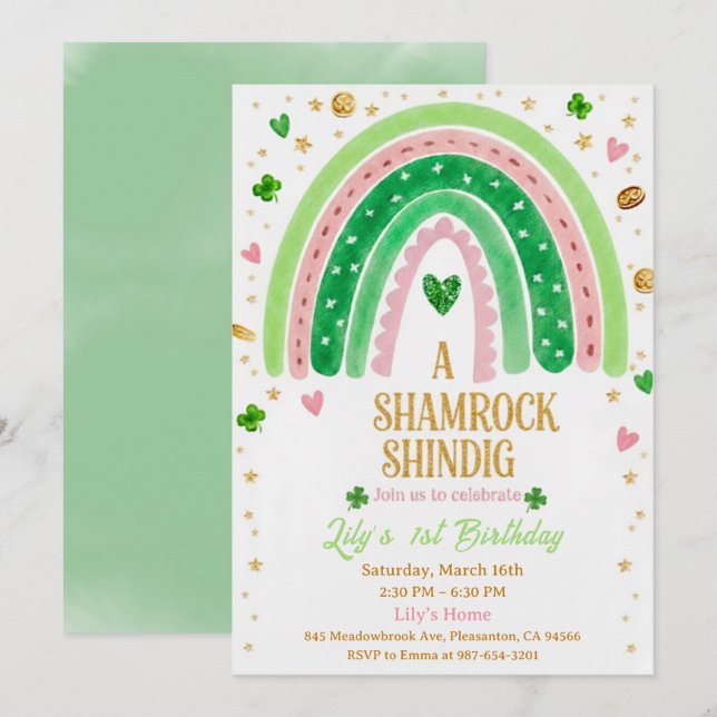 Invitación Lucky One 1st Birthday Invitation (Anverso / Reverso)