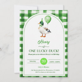 Invitación Lucky One 1st Birthday Invitation Duck & Shamrock