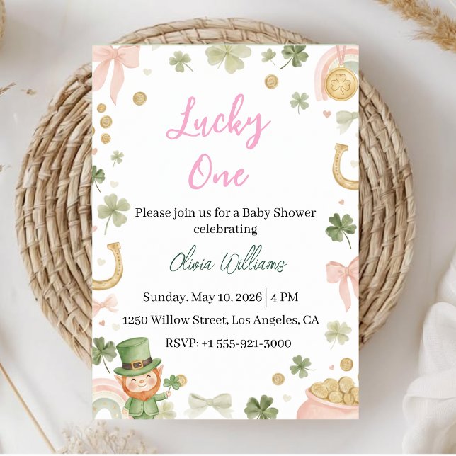 Invitación Lucky One Baby Shower Invitation Shamrock Theme (Subido por el creador)