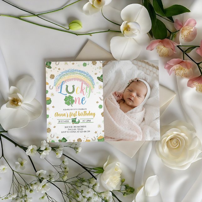 Invitación Lucky One Birthday Photo Invitation (Subido por el creador)