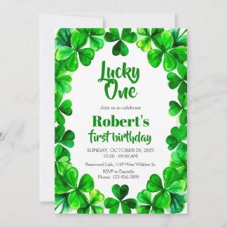 Invitación Lucky One Birthday, Shamrock Birthday Invite