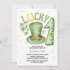 Invitación Lucky One Clover Colorful Stars Birday