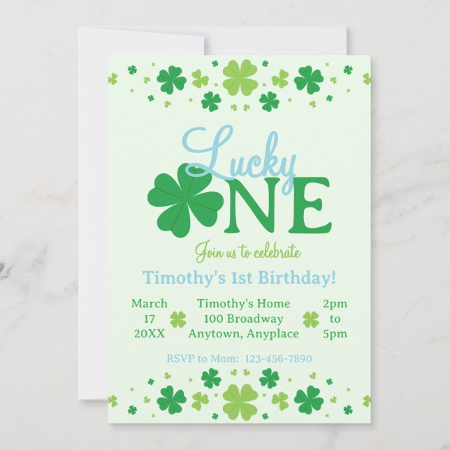 Invitación Lucky One First 1st Birthday Party (Anverso)
