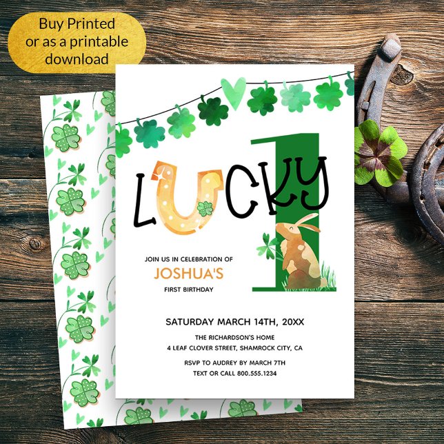 Invitación Lucky One First Birday Shamrock (Lucky One Irish Themed First Birthday Invitation)
