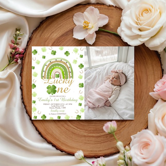 Invitación Lucky One First Birthday Photo Invitation (Subido por el creador)