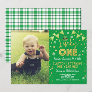 Invitación Lucky One First Birthday St Patrick's Day Photo