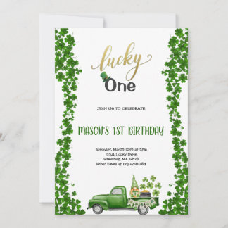Invitación LUCKY ONE GREEN BIRTHDAY PARTY Invitation