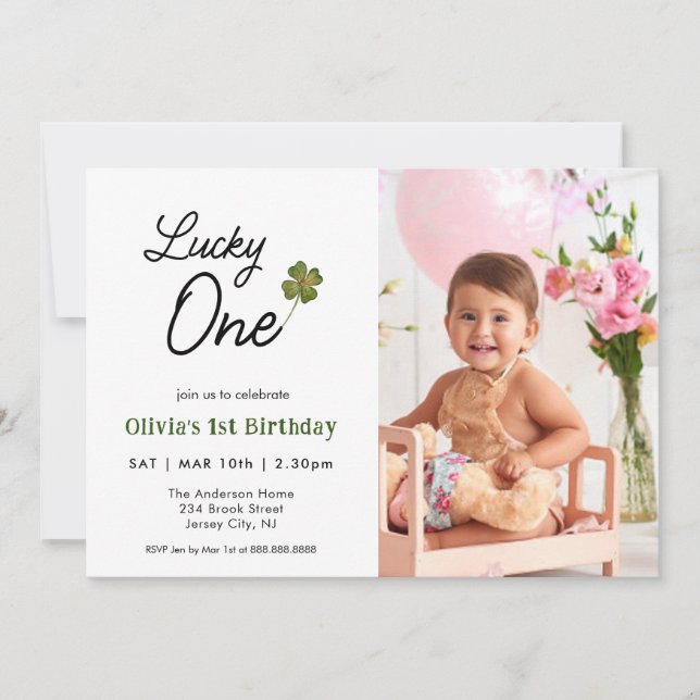 Invitación Lucky One Kids primer cumpleaños (Anverso)