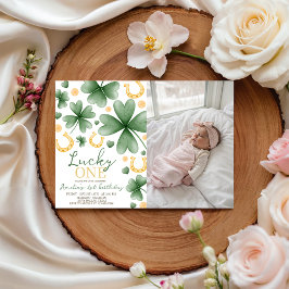 Invitación Lucky One Photo 1st Birthday Invitation