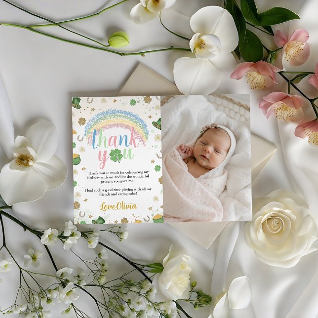 Invitación Lucky One Photo Birthday Thank You Card (Subido por el creador)
